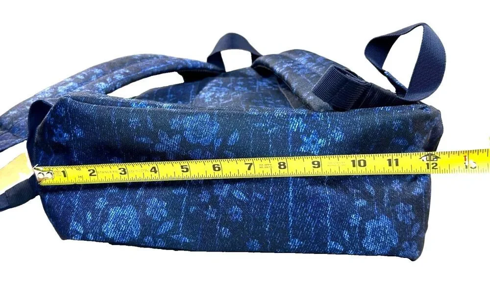 LUCKY BRAND Floral Denim Print Backpack Laptop Bag NWOT With Matching Pouch